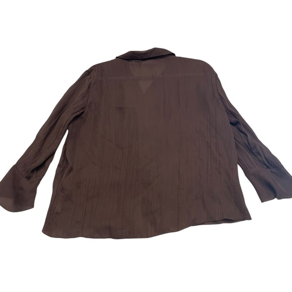 Chadwick’s women’s brown chiffon ruffle lace blouse boho witchy size 12 - Picture 2 of 8